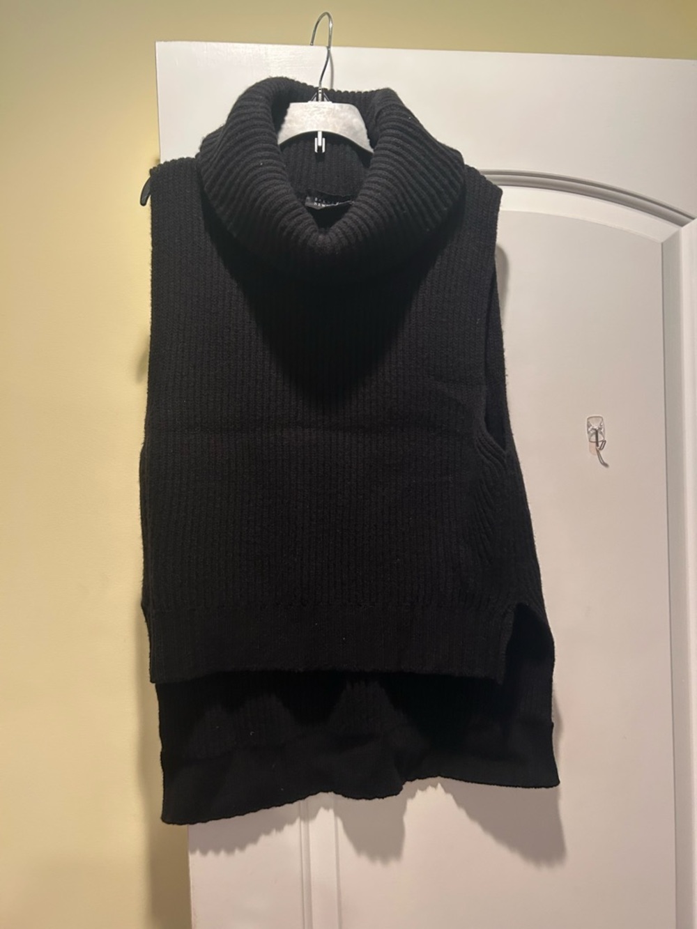 Barneys New York Black Sleeveless Cowl Neck Sweater Vest